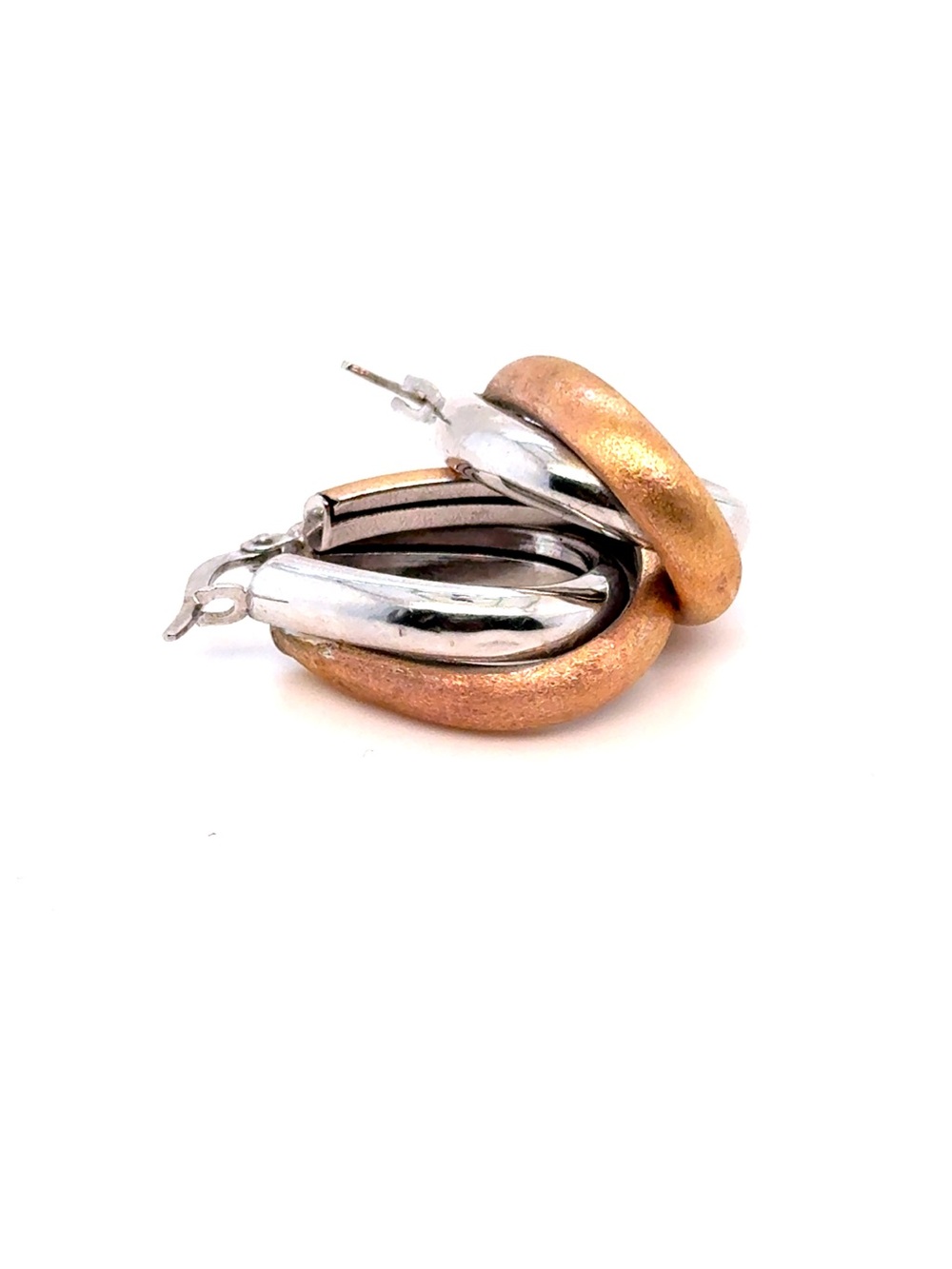 14K Two-Tone Rose/White Gold Hoop Earrings